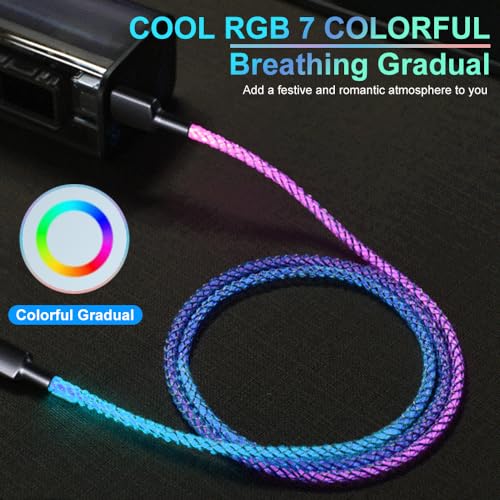 Vibrant RGB Light Up i Phone Charger – 3 ft MFi Certified Fast Charging Lightning Cable with Colorful Gradual LED Display for i Phone 14, 13, 12, 11 Pro, XS Max, XR, X, 8, 7, 6 Plus, SE & i Pad – Stylish Power Solution for Enhanced Compatibility and Quick Charging