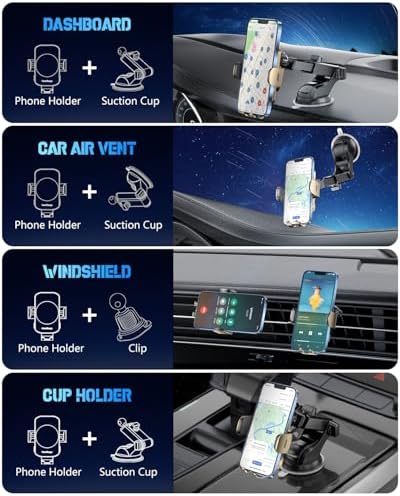 Smart Wireless Car Charger & Auto-Clamping Phone Holder – Fast Charging 3-in-1 Mount for i Phone 11-16 & Samsung Galaxy S23-S9+ – Enhanced Compatibility, Hands-Free Navigation, and Adjustable Viewing Angles for Optimal Convenience