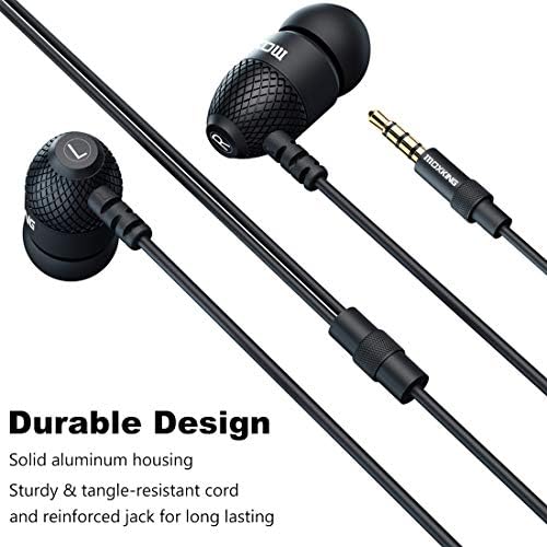 Durable Metal Wired Earbuds with Microphone & Volume Control – Deep Bass Noise-Isolating Earphones for Enhanced Audio Experience with i Phone, Android, Laptop, Gaming Devices – Optimal Comfort & Versatile Use