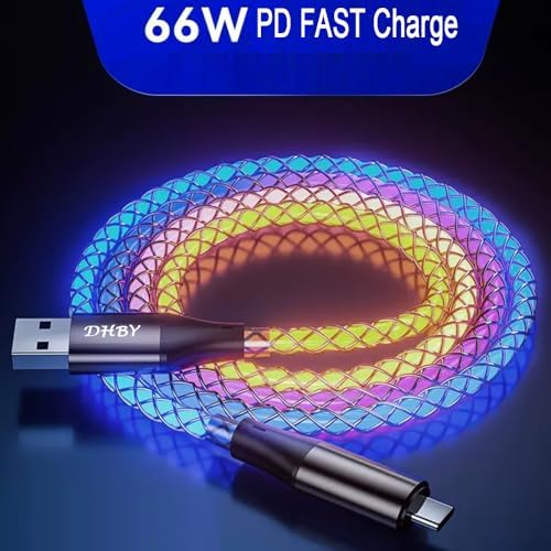 RGB USB A to Type C Fast Charging Cable Phone Charger High Data Speed Light Up Colourful RGB Current Flowing for All USB C Device-USB A to C RGB 39 Inche – Enhanced Compatibility and Speed