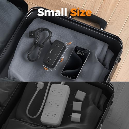 TESSAN 5 FT Flat Plug Extension Cord with 4 AC Outlets, 1 USB-C & 2 USB-A Ports – 900 Joules Surge Protector Power Strip for Home Office & Dorm Room – Maximize Charging Efficiency & Space Savings with Versatile Power Accessory