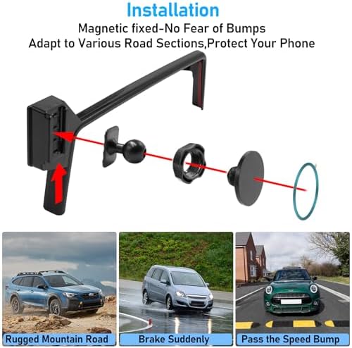 Magnetic Phone Holder Mount for Mazda CX5 (2021-2024) – 360° Rotating Anti-Shake Cradle with Built-in Organizer for 10.25″ Touchscreen – Sleek Black Design for Optimal Accessibility and Safety