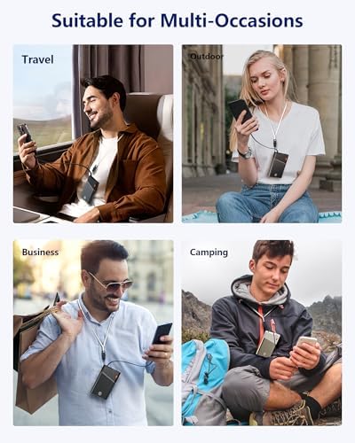 Sleek 5000 m Ah Pink Portable Power Bank with Integrated USB-C Fast Charger – Ultra-Compact Mini Battery Pack for i Phone 16/15/14 & Samsung S24 – Lightweight Design with Handy Lanyard for Effortless Travel Charging