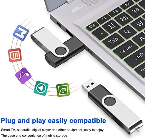 Vibrant 64 GB USB Flash Drive Pack – 5 Colorful Metal Swivel Thumb Drives with LED Indicator & Lanyards for Easy Portability – Ideal for Students & Professionals Seeking Reliable Data Storage Solutions