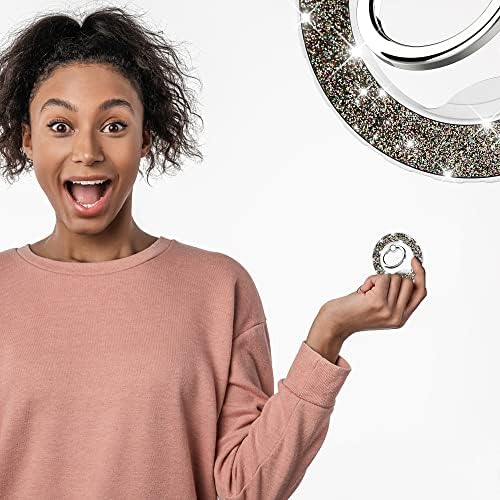 Glittering Magnetic Phone Ring Holder for Mag Safe – Ultra-Strong 2000 g Grip Compatible with i Phone 15, 14, 13, 12 Pro Max, Pro, Plus, Mini – Wireless Charging Friendly with 360° Rotation and 150° Adjustable Kickstand – Stylish Teal Design for Enhanced Functionality and Aesthetic Appeal