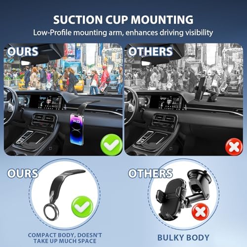 Ultimate Magsafe Car Mount – 360° Rotating Magnetic Phone Holder with Bendable Arm for i Phone 15/14/13/12 Pro/Plus/Max & Android Devices – Secure Hands-Free Navigation & Music Control in Sleek Black Design – Easy Adhesive Installation for Enhanced Driving Safety and Convenience