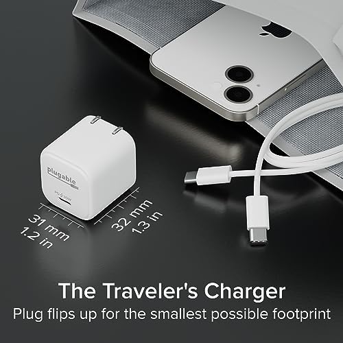 Plugable 30 W USB-C Ga N Charger – Ultra-Fast Mag Safe-Compatible Power Adapter for i Phone, i Pad, Galaxy & USB-C Devices – Ideal for Remote Teams, Business Travelers & IT Deployments – Compact White Design for Effortless Portability and Enhanced Device Longevity