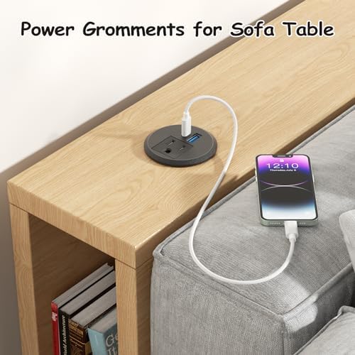 XBA 2-Inch Recessed Desktop Power Grommet with PD 20 W USB-C and 18 W USB-A Ports – Streamlined Hidden Power Outlet with 6 FT Extension Cord for Efficient Charging in Home Offices and Conference Rooms – Elevate Your Workspace Organization and Productivity