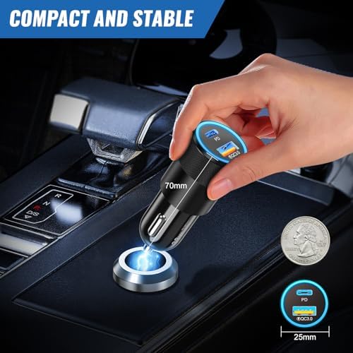 Dual-Port Fast Charge Car Charger Bundle – 38 W USB-C Power Adapter with 6 FT Type-C Cable for i Phone 15/16 Pro & i Pad – Boxeroo Multi-Device Auto Charger with QC 3.0 & PD Compatibility for Ultimate On-the-Go Power Efficiency – Sleek, Durable Design for Enhanced Vehicle Connectivity