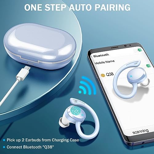 Premium Bluetooth 5.3 Wireless Earbuds – IP7 Waterproof Sport Headphones with 48-Hour Battery Life, Noise-Cancelling Mic, and 3 D Hi-Fi Stereo for Ultimate Workout Performance – Perfect for Running and Gym Enthusiasts