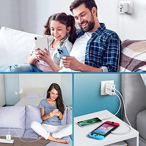 35 W USB-C Fast Charging Block 4-Pack – High-Speed 4-Port Wall Charger with PD 3.0 & Quick Charge 3.0 for i Phone 16/15/14/Pro, i Pad Pro, Samsung Galaxy, and More – Universal Compatibility for All Devices, Compact & Travel-Ready Power Adapter