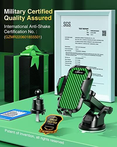 VANMASS Military-Grade Car Phone Holder – Maximum Durability for i Phone 16, 15 Pro Max, 14, 13 & Android Devices – Ultimate Dashboard, Windshield & Vent Mount with Secure Suction & Clip Mechanism for Safe Navigation – 360-Degree Adjustable Viewing for Effortless Access – Heavy-Duty Cell Cradle for Confident Driving