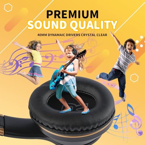Ultimate Comfort Wireless Bluetooth Headphones for Kids – Ergonomic Over-Ear Design with Soft Protein Cushions for Unmatched Listening Pleasure – Perfect for Gaming, Music, and Active Lifestyles – Sleek Black and White Aesthetic for Ages 3 to 21 – Lightweight and Durable for Long-Term Use – Ideal Wireless Sports Headset with Extended Battery Life for Endless Enjoyment