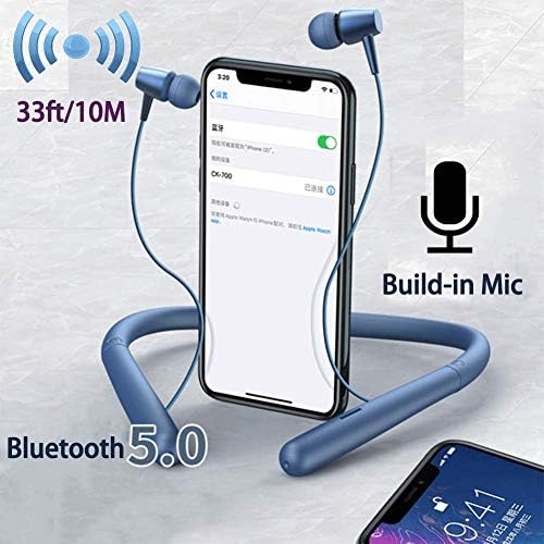 Premium Bluetooth Neckband Headphones – Wireless 5.0 Technology, 20-Hour Playtime, 10 mm Drivers for Deep Sound, Magnetic Earbuds for Convenience, Noise-Canceling Microphone for Crystal-Clear Calls, Sweatproof & Lightweight Design in Bold Blue – Ideal for Active Lifestyles and Long Listening Sessions