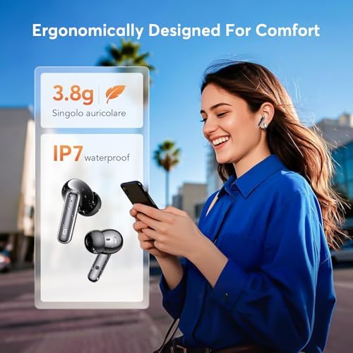 Advanced Bluetooth 5.4 Wireless Earbuds with Dual Noise Cancelling – Unleash Powerful Deep Bass and Enjoy 36 Hours of Playtime with IP7 Waterproof Design – Ideal for Active Lifestyles with ANC & ENC for Superior Audio Clarity and Intuitive LED Battery Indicator