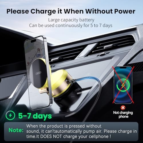 Electric Vacuum Magnetic Suction Phone Holder,XO Adjustable and Foldable Car Mount,Strong Magnetic Car Phone Holder for iPhone16/15/14/13/12,for Shower/Car/Mirror(Light Grey – Enhanced Compatibility and Speed
