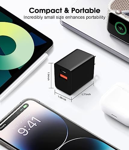 Dual-Port 20 W USB-C Wall Charger – 2 Pack Fast Charging Adapter for i Phone 15/14 & Apple Watch Series 8/7/SE – Compact Travel Power Plug with Smart Charging Technology for Enhanced Device Compatibility and Speed