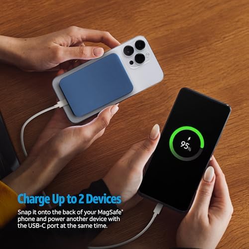 AT&T Essentials Navy Blue 10000 m Ah Magnetic Power Bank – Ultra-Fast USB-C PD Portable Charger with Foreign Object Detection for Enhanced Safety and Compatibility – Perfect for Travel and On-the-Go Charging