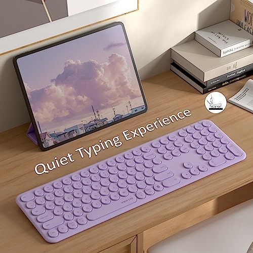 UBOTIE Wireless Green Keyboard – Stylish Full-Size Bluetooth & 2.4 GHz Dual Mode Keyboard with Unique Round Keycaps, Ultra-Slim Design & Quiet Scissor Switches for Effortless Typing on PC, MAC & Smart Devices – Perfect for Home & Office Use