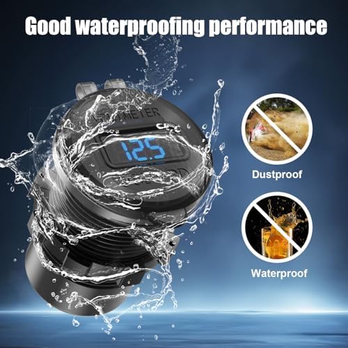High-Performance 2 Pack 12 V USB Outlet Car Charger Socket – Triple Port Aluminum Fast Charging Adapter with 30 W Dual PD USB-C and Quick Charge 3.0, Waterproof Design with Built-in Voltmeter & Power Control for Marine, RV, Motorcycle, and Truck Applications – Ultimate Durability and Versatile Compatibility for All Devices