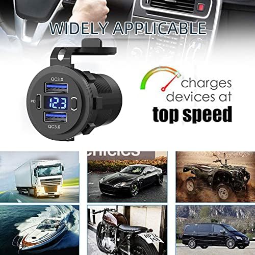 Zennova 12 V Dual USB Quick Charge 3.0 Outlet – 5 Pack Waterproof Car Charger with PD USB-C Port, Integrated Voltmeter, and Power Switch for Cars, Boats, Golf Carts, RVs, and More – Ultimate Charging Solution for All Adventures