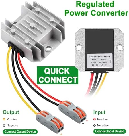 High-Performance 48 V to 12 V DC-DC Step Down Converter by Eagwell – 120 W Power Supply with Built-in Fuse for Maximum Safety – Perfect for Golf Carts, Scooters, RVs, and Marine Use – Reliable Voltage Reduction for Enhanced Device Efficiency and Versatility