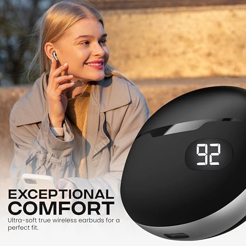 Gabba Goods Bliss Wireless Bluetooth Earbuds – Ultimate Ergonomic In-Ear Fit with Touch Controls for Seamless Audio Experience, 6-Hour Playtime & Built-in Mic for Crystal Clear Communication – Perfect for Travel, Gym, Home & Gaming Compatibility in Stylish Black Finish