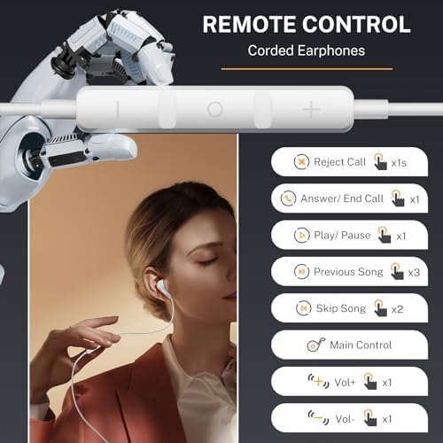 USB C Headphones – Type C Earbuds for i Phone 15/16 Pro Max and Samsung Galaxy S25 – Noise Isolation Stereo Wired Earphones with Built-in Microphone for Enhanced Audio Quality and Comfort – Perfect for Music Lovers and Podcast Enthusiasts – Ergonomic Design for Long-lasting Wear – Compatible with Android and i OS Devices