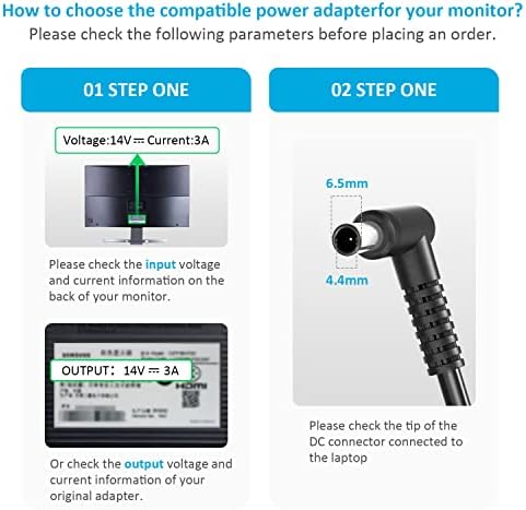 Premium 14 V Power Adapter for Samsung LCD Monitors | Reliable 3 A AC to DC Charger | 42 W Maximum Output | Versatile 100-240 V Global Compatibility | Durable Black Barrel Connector for Quick Power-Up | Essential Replacement Accessory for Optimal Monitor Performance