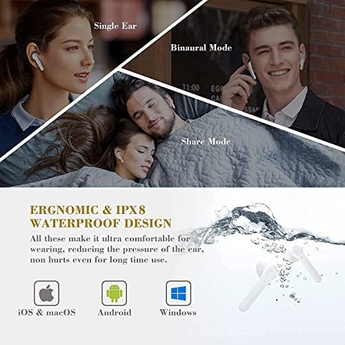 Elevate Your Sound Experience with Premium Bluetooth 5.0 Wireless Earbuds – Noise-Cancelling, IPX8 Waterproof, and Fast-Charging In-Ear Headphones for Crystal Clear Audio on Apple, Samsung, and Android Devices (Black) – Ultimate Comfort and Durability for Everyday Adventures
