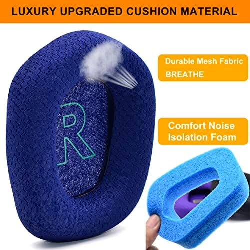 Upgrade Your Logitech G733 Gaming Headset with Defean Replacement Ear Cushions – Comfort-Enhanced Noise Isolation Foam & Breathable Mesh Fabric, Gray Earpads for Superior Audio Experience and Long-lasting Durability
