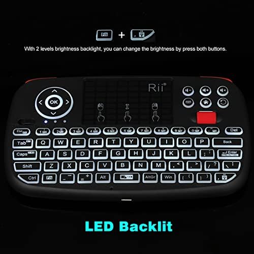 Rii i4 Mini Bluetooth Keyboard with Touchpad – Portable Backlit Wireless Keyboard for Smartphones, Tablets, PCs & Smart TVs – Effortless Control & Enhanced Productivity with 2.4 G USB Dongle – Compatible with i OS, Android, Windows & Mac – Ideal for Work & Entertainment