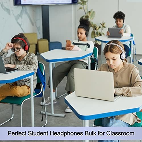 Yunsailing 30 Pack Colorful Classroom Headphones for Kids – Durable On-Ear Adjustable Earphones with Universal 3.5 mm Jack – Essential Bulk Headsets for Engaging Learning and Interactive Activities in Educational Settings
