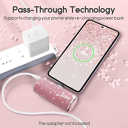 Ultra-Compact 4500 m Ah i WALK USB C Portable Charger – Stylish Pink Power Bank for i Phone 16/15 & Samsung Galaxy S25/S24/S23 Ultra – Fast Charging, Sleek Design for On-the-Go Convenience