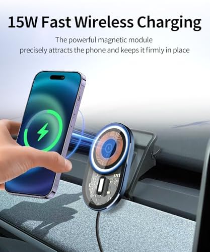 Transform Your Driving Experience with the Premium Wireless Charging Phone Holder for Tesla Model Y (2025) & Model 3 (2024-2025) – 360° Rotatable Design for Optimal Functionality & Aesthetic Appeal, Fast Wireless Power for Effortless Navigation