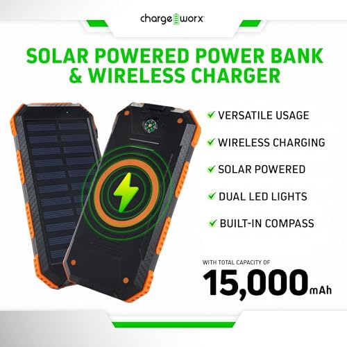 Ultimate Solar Power Bank for Adventurers: 15,000 m Ah Capacity with Dual USB-A, USB-C, and Micro-USB Ports, Plus Built-in Compass and Dual LED Flashlights – Perfect for Camping, Hiking, and Outdoor Activities with Fast Charging Technology