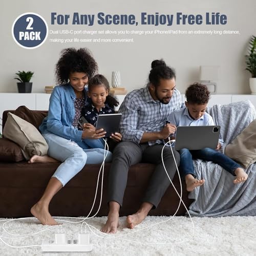 20 W Dual-Port Fast Charger for i Phone 15/16 Pro Max – 2-Pack with 10 FT USB-C Cables | High-Efficiency Charging Adapter for i Pad Pro/Air | Compact & Lightweight Design for Ultimate Portability and Performance