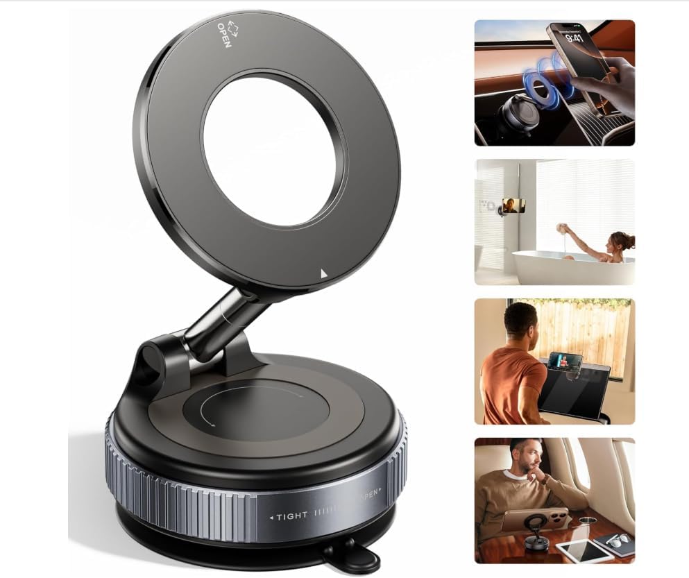 Revolutionize Your On-the-Go Experience with the 2026 Premium 360° Magnetic Phone Mount – Ultra-Strong 96 LBS Suction Cup for Secure Mag Safe Compatibility and Effortless Hands-Free Access in Cars, Gyms, and Beyond – Perfect for i Phone & Android Devices