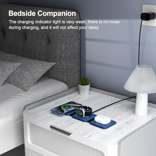 UCOMX Foldable 3-in-1 Wireless Charging Station: Ultimate Travel Charger for i Phone 12-16 Pro Max, Apple Watch Series 3-Ultra, and Air Pods Pro – Rapid Nano Technology for Fast, Safe Charging & Clutter-Free Convenience