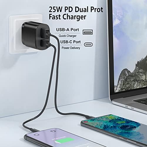 Rapid Charge Duo: 25 W Type C Fast Charger 2-Pack for Samsung Galaxy Devices – Ultra-Fast USB C Wall Adapters with Dual Port Efficiency and Advanced Safety Features for Home, Office, and Travel Use
