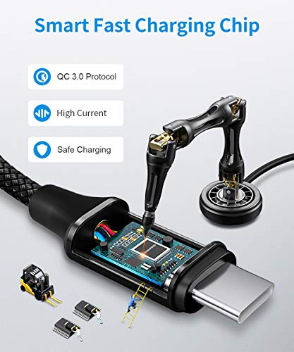 10-Foot Braided USB C Cable Trio – Fast Charging 3 A – Perfect for i Phone 16/15 Pro Max & Samsung Galaxy S Series – Durable Design for Home, Office, and Travel – Ultimate Compatibility & Efficiency in Charging and Data Transfer