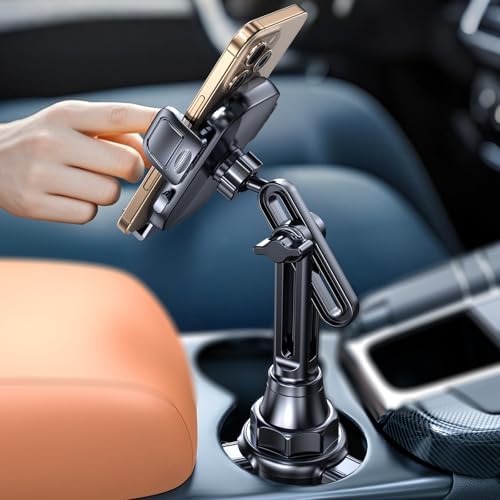 Cup Holder Cell Phone Holder for Car Mount, Car Cup Phone Holders for Your Car Phone Holder, Trucks, SUVs, Compatible with iPhone 16 15 14 13 Plus Pro Max Galaxy S24 All 4-7” Phone – Enhanced Compatibility and Speed