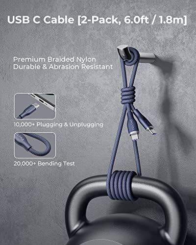 VOLTME 3.3 ft USB C Cable 2-Pack – Premium Nylon Braided Type C Charger for Fast Charging & High-Speed Data Transfer – Compatible with Mac Book Pro 2020, i Pad Pro 2021, Galaxy S22, Pixel, Switch & More – Durable, Universal Charging Solution in Grey for Enhanced Performance and Longevity