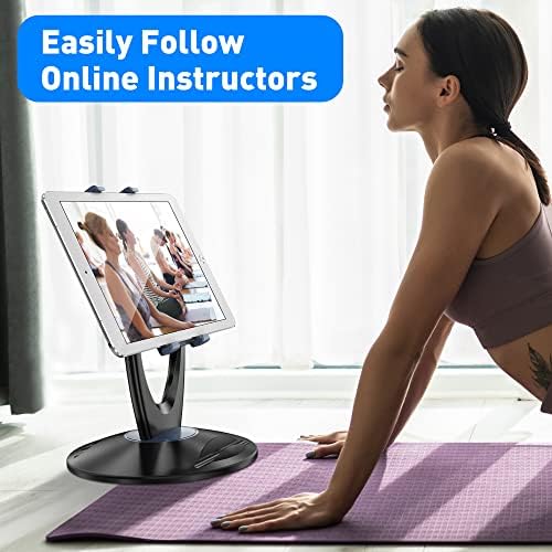 Revolutionary 360° Swivel Tablet Stand Holder for 6-13 Inch Devices – Adjustable Height for Enhanced Comfort and Stability – Modern Black Design for Home Office, Retail Kiosks, and Reception Areas – Perfect Gift for Tech Enthusiasts – Optimized Viewing Experience for Video Conferencing and Streaming