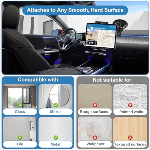 Ultimate Heavy-Duty i Pad Suction Mount: Versatile 360° Rotating Tablet Holder for Car Dashboard & Windshield – Compatible with 4.7″-12.9″ i Pad Pro/Air/Mini for Enhanced Driving Experience and Safety