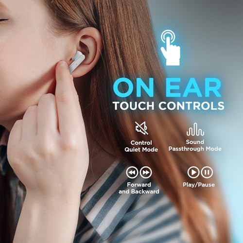 Cambridge Soundworks Oont Z True Wireless Earbuds with Active Noise Cancelling – Bluetooth 5.0 for Superior Sound Quality, Sweatproof Design, and Compact Charging Case – Immersive Audio Experience with Built-in Microphone (White)