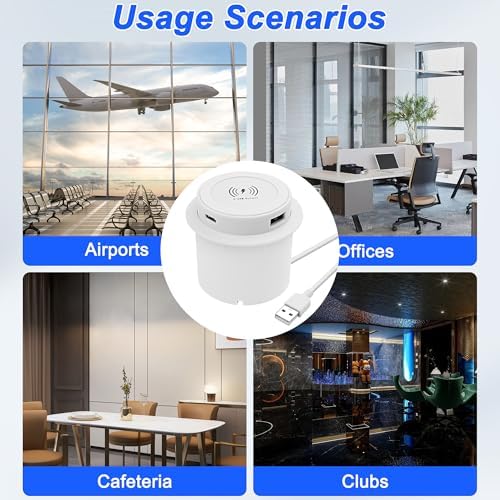 Revolutionize Your Charging Routine with the XMSJSIY 3-in-1 Embedded Desktop Wireless Charger – 10 W Qi-Certified Fast Charging Station with Pop-Up Design for USB A & Type C Devices – Sleek White Finish for Modern Home or Office Integration – Ultimate Solution for Tangle-Free Power and Enhanced Device Compatibility