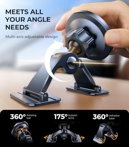 VICSEED 2025 Mag Safe Car Mount Upgrade – Unmatched 25 N Magnetic Grip & Advanced Dashboard Adhesive for Secure Smartphone Holding – 360° Adjustable Design Perfect for All Vehicles & Smartphones – Effortless Installation for Enhanced Safety and Convenience