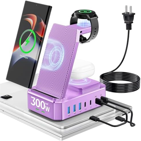 Ultimate 10-in-1 Wireless Charging Station for Samsung Devices – 300 W Power Hub with 65 W USB C Fast Charging for S25 Ultra/S24/S23/S22/Note 20, Galaxy Watch Ultra 7/6/5 & Galaxy Buds – Multi-Device Convenience and Rapid Power Delivery, Ideal for Home & Office Use
