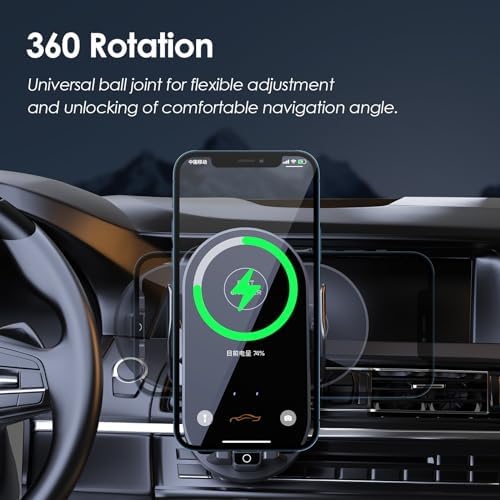 Smart Auto-Clamping Car Charger Mount for i Phone & Samsung – Fast Wireless/Wired Charging Holder for Enhanced Road Safety & Convenience – Versatile Compatibility with i Phone 15/14/13/12/11 & Galaxy S23/S22/S21/S20/S10+/S9+/Note 9 – Effortless Installation & Adjustable Viewing Angles